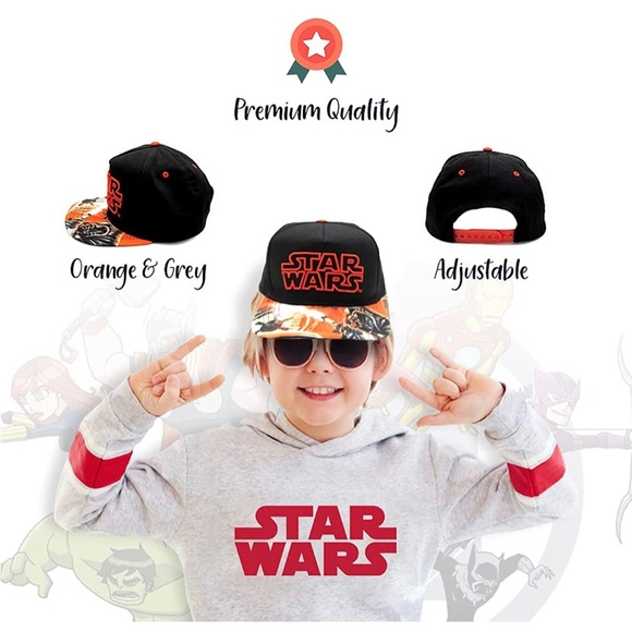 NWOT Star Wars Classic Embroidered Logo Flatbrim Baseball Cap Hat, Boys Youth - Picture 2 of 11